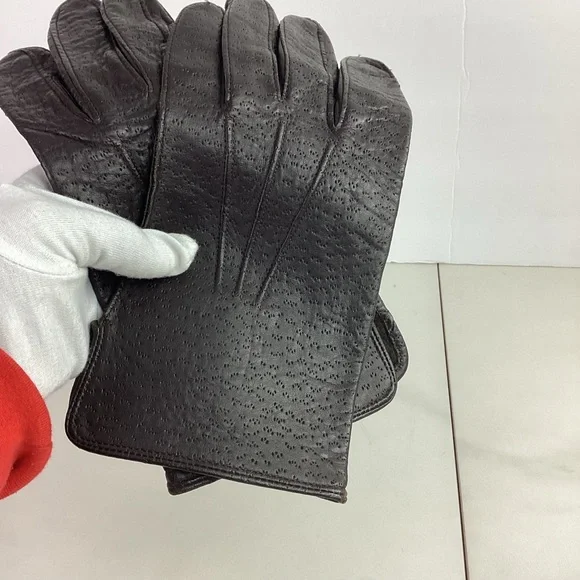 Vtg Cranbrook Leather Gloves Men's XL Dark Brown, Non-Lined - Picture 7 of 7